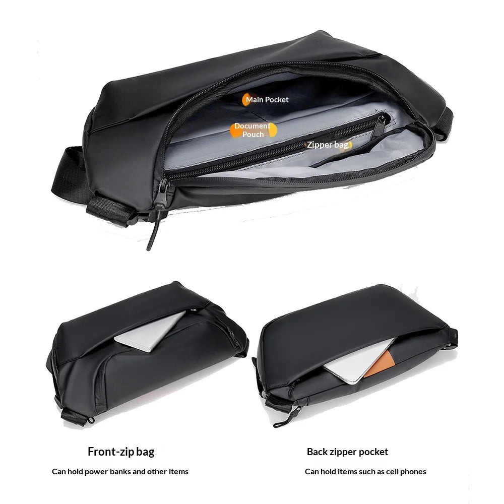 WEIXIER WD5018 Men's Crossbody Bag Waterproof Shoulder Bag Multi-Function Chest Bag for Outdoor Travel - Black - 5