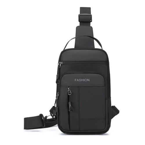 WEIXIER WDE-8 Men Crossbody Bag Waterproof Chest Bag Large Capacity Shoulder Bag for Sports Travel - Black - 1