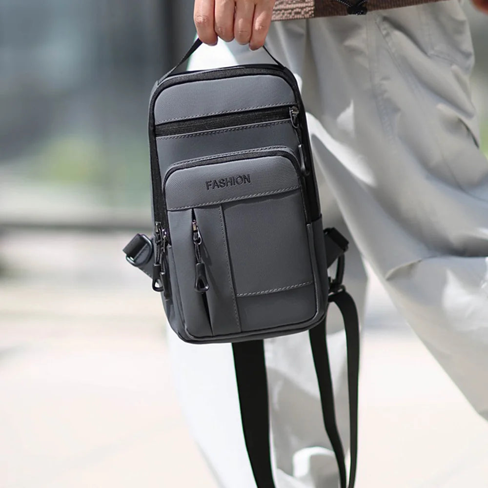 WEIXIER WDE-8 Men Crossbody Bag Waterproof Chest Bag Large Capacity Shoulder Bag for Sports Travel - Black - 2