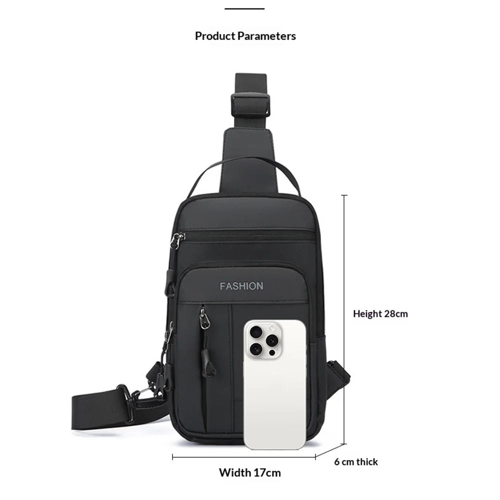 WEIXIER WDE-8 Men Crossbody Bag Waterproof Chest Bag Large Capacity Shoulder Bag for Sports Travel - Black - 7