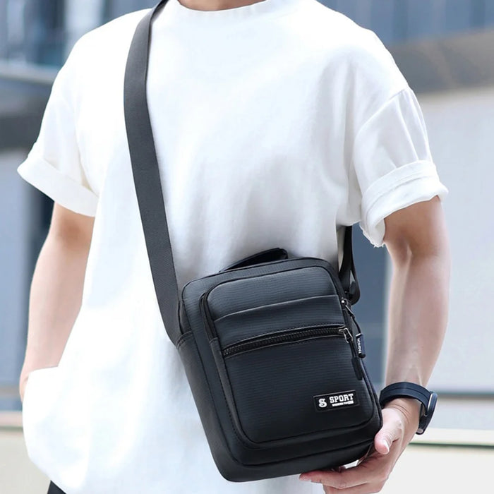 WEIXIER WD8048 Men's Business Crossbody Bag Lightweight Shoulder Bag Water Resistant Messenger Bag for Phone Wallet - Black - 2