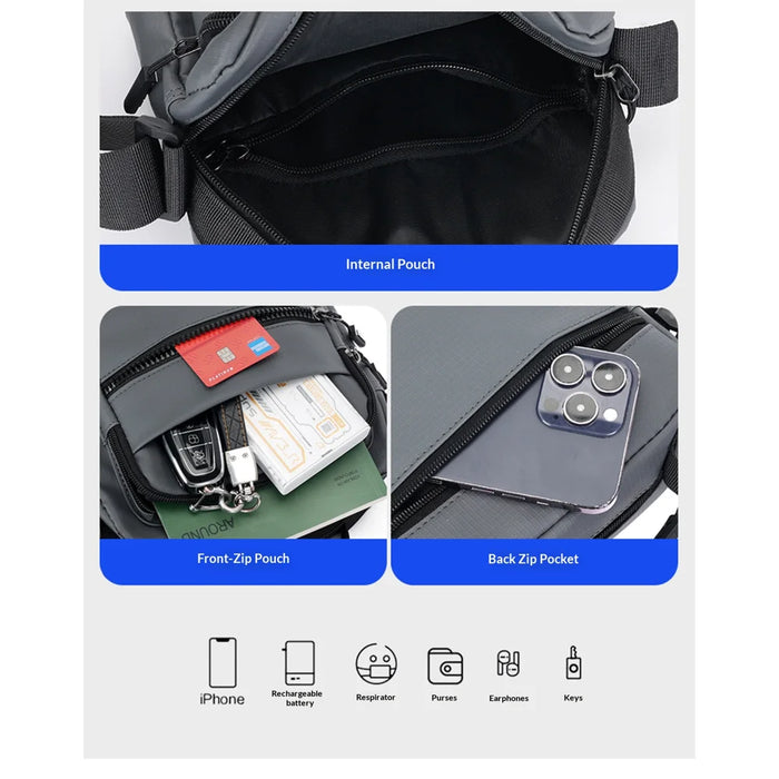 WEIXIER WD8048 Men's Business Crossbody Bag Lightweight Shoulder Bag Water Resistant Messenger Bag for Phone Wallet - Black - 3