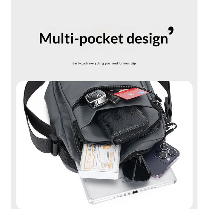 WEIXIER WD8048 Men's Business Crossbody Bag Lightweight Shoulder Bag Water Resistant Messenger Bag for Phone Wallet - Black - 4