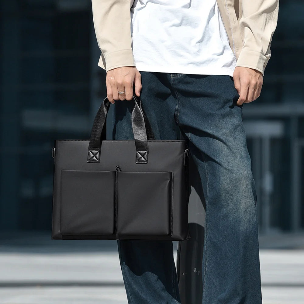 WEIXIER WD5669 Business Briefcase for Men 14 Inch Laptop Bag Water Resistant Computer Bag with Shoulder Strap - Black - 2