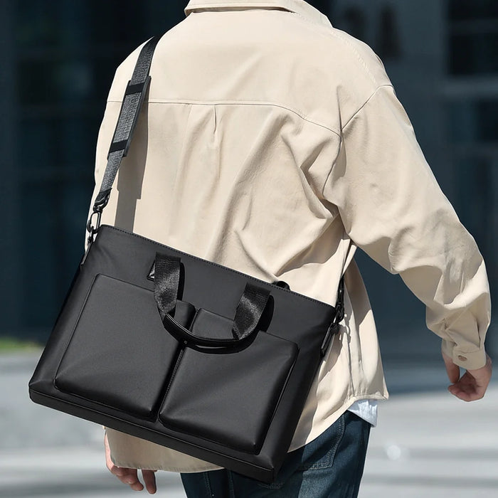 WEIXIER WD5669 Business Briefcase for Men 14 Inch Laptop Bag Water Resistant Computer Bag with Shoulder Strap - Black - 3