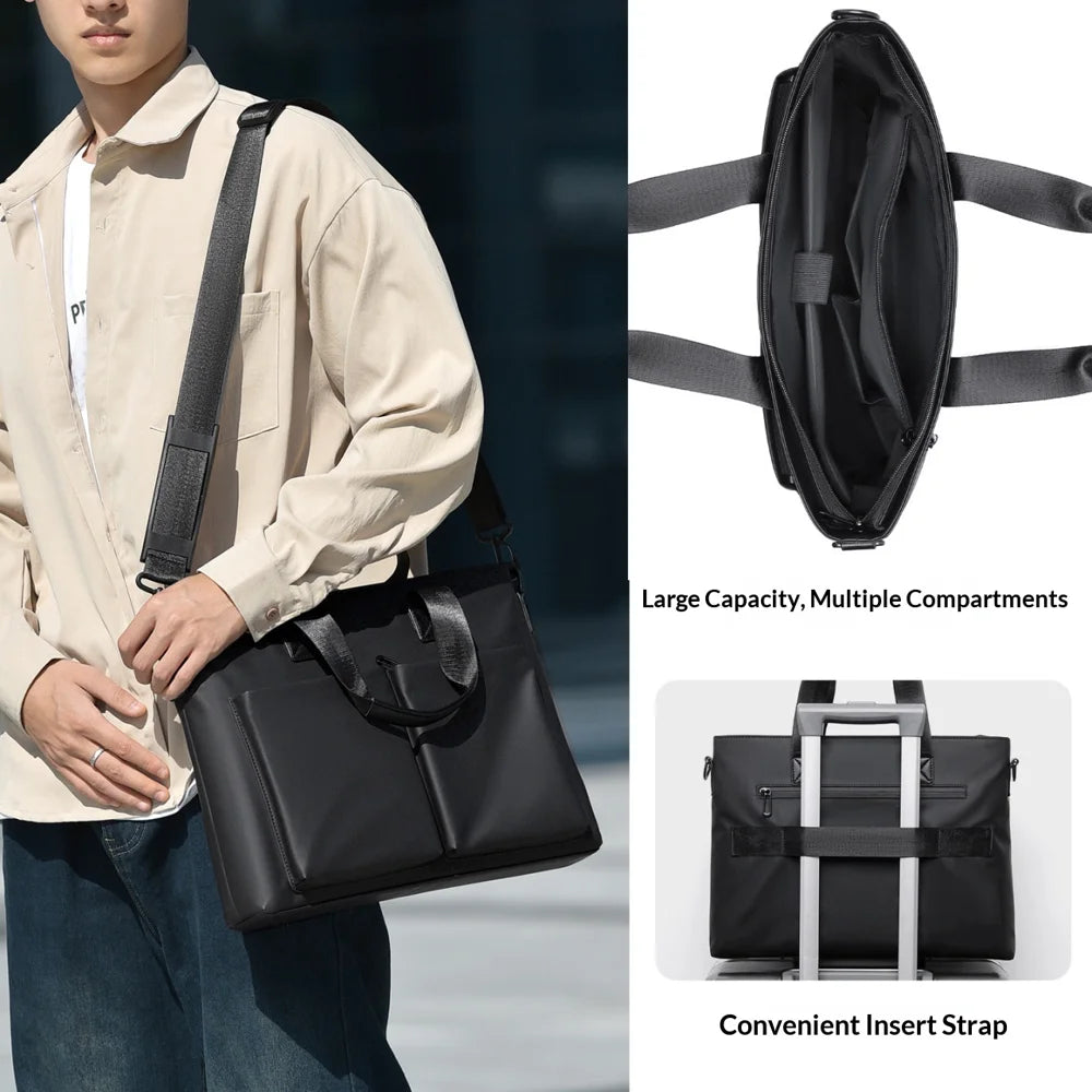 WEIXIER WD5669 Business Briefcase for Men 14 Inch Laptop Bag Water Resistant Computer Bag with Shoulder Strap - Black - 4