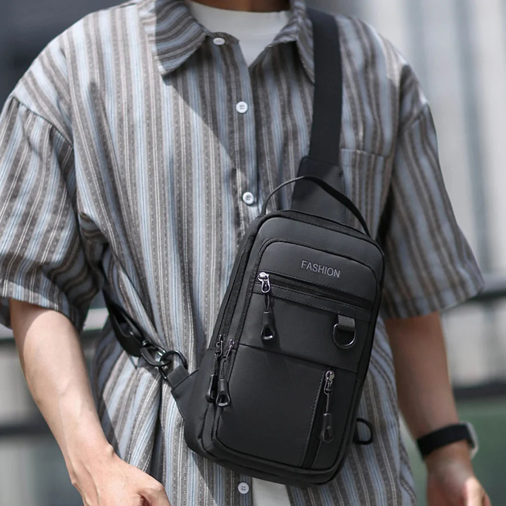 WEIXIER WDE-6 Men Chest Bag Waterproof Crossbody Sling Bag Large Capacity for Outdoor Travel - Black - 2