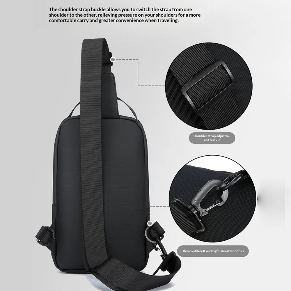 WEIXIER WDE-6 Men Chest Bag Waterproof Crossbody Sling Bag Large Capacity for Outdoor Travel - Black - 5