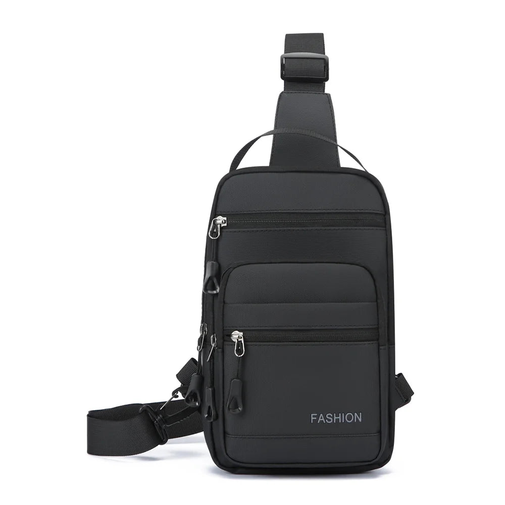 WEIXIER WDE-7 Men's Large Capacity Sling Bag Multi-functional Business Casual Crossbody Chest Bag - Black - 1