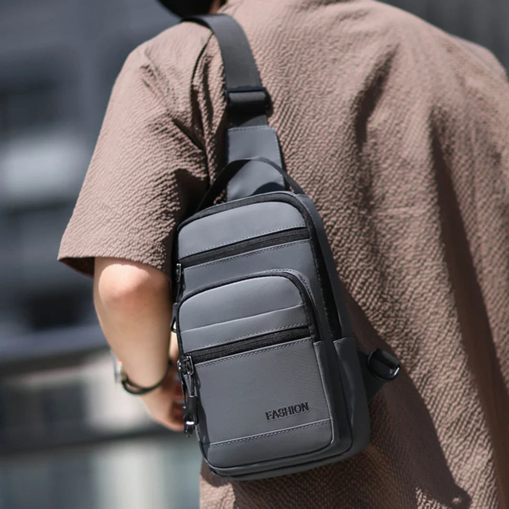 WEIXIER WDE-7 Men's Large Capacity Sling Bag Multi-functional Business Casual Crossbody Chest Bag - Black - 3