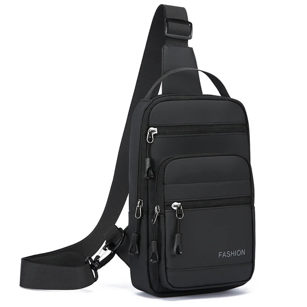 WEIXIER WDE-7 Men's Large Capacity Sling Bag Multi-functional Business Casual Crossbody Chest Bag - Black - 6