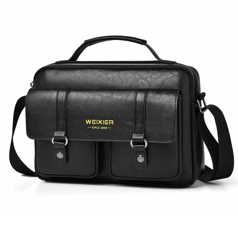 WEIXIER D1109 Men's Crossbody Bag Business Commuter Water-resistant Large Capacity Shoulder Bag Messenger Bag - Black - 1