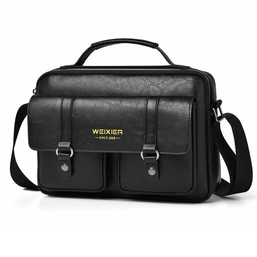WEIXIER D1109 Men's Crossbody Bag Business Commuter Water-resistant Large Capacity Shoulder Bag Messenger Bag - Black - 1