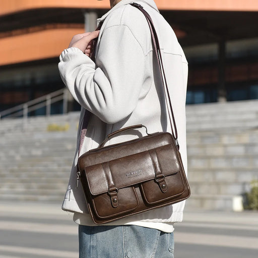 WEIXIER D1109 Men's Crossbody Bag Business Commuter Water-resistant Large Capacity Shoulder Bag Messenger Bag - Black - 2