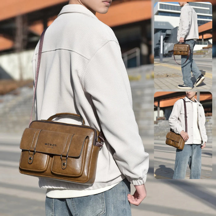 WEIXIER D1109 Men's Crossbody Bag Business Commuter Water-resistant Large Capacity Shoulder Bag Messenger Bag - Black - 4