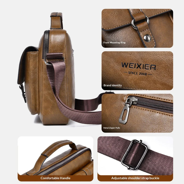 WEIXIER D1109 Men's Crossbody Bag Business Commuter Water-resistant Large Capacity Shoulder Bag Messenger Bag - Black - 5