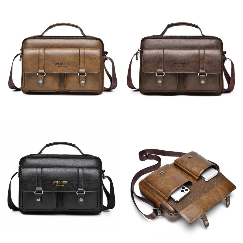 WEIXIER D1109 Men's Crossbody Bag Business Commuter Water-resistant Large Capacity Shoulder Bag Messenger Bag - Black - 7