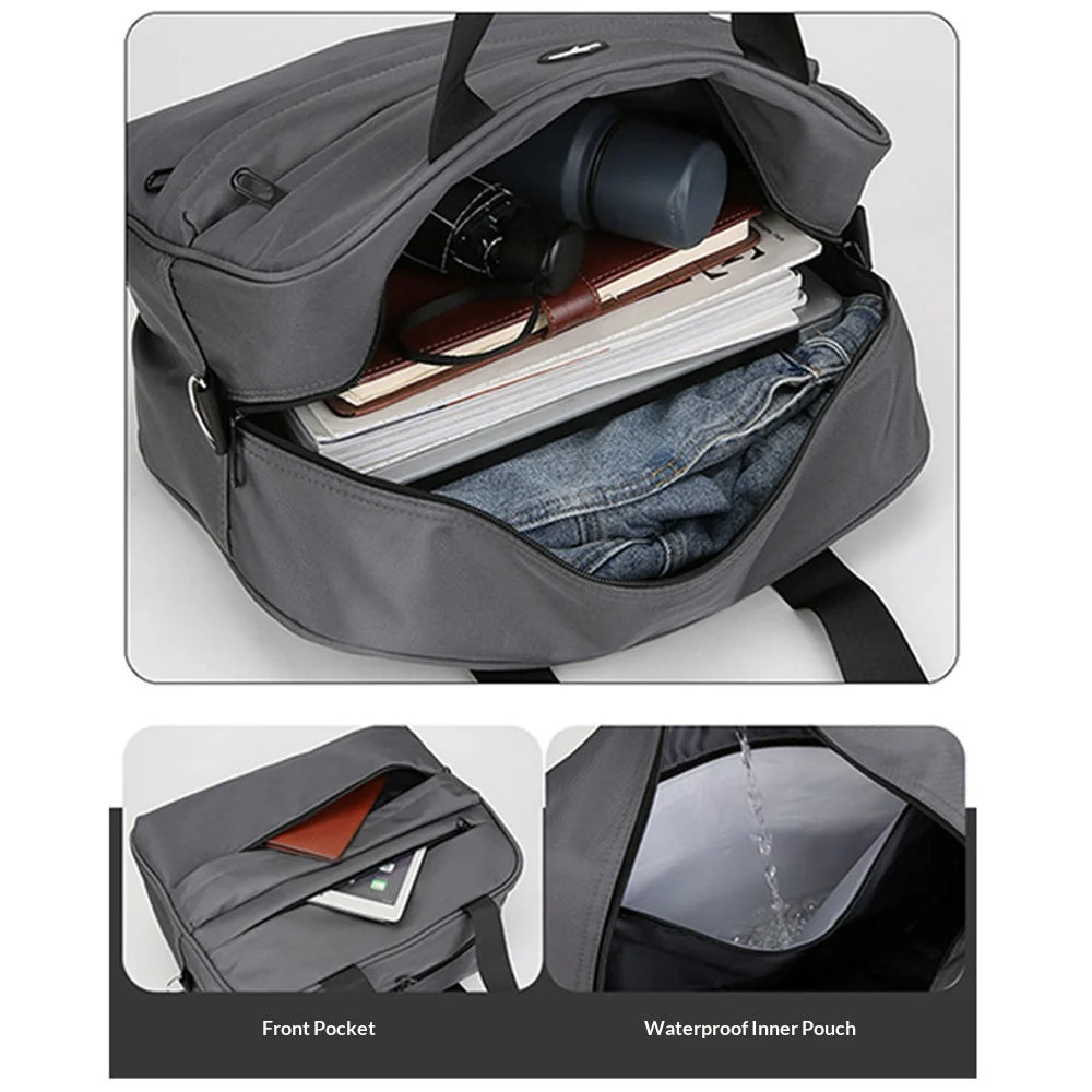 WEIXIER WD4268 Men's Business Briefcase Large Capacity Laptop Bag 15.6 Inch Computer Bag Wet Dry Separation Travel Bag - Black - 2