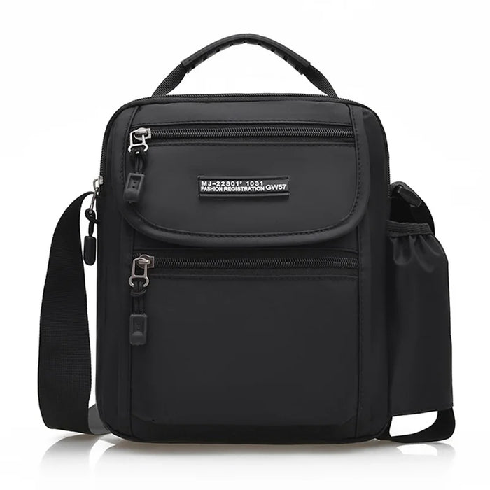 WEIXIER WD72602 Men's Shoulder Bag Nylon Waterproof Large Capacity Crossbody Handbag for Outdoor Travel - Black - 1