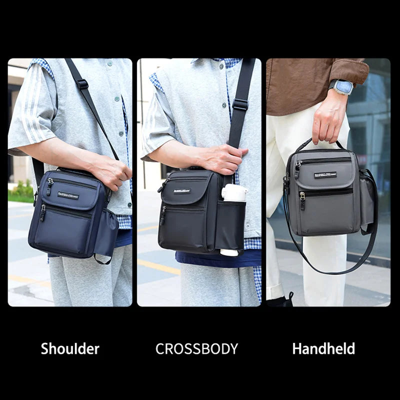 WEIXIER WD72602 Men's Shoulder Bag Nylon Waterproof Large Capacity Crossbody Handbag for Outdoor Travel - Black - 2