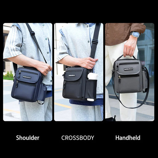 WEIXIER WD72602 Men's Shoulder Bag Nylon Waterproof Large Capacity Crossbody Handbag for Outdoor Travel - Black - 2