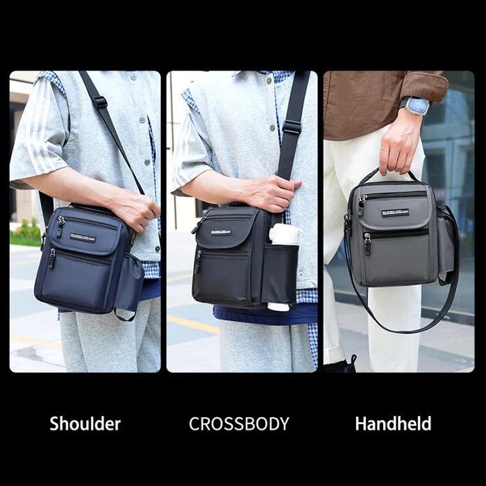 WEIXIER WD72602 Men's Shoulder Bag Nylon Waterproof Large Capacity Crossbody Handbag for Outdoor Travel - Black - 2