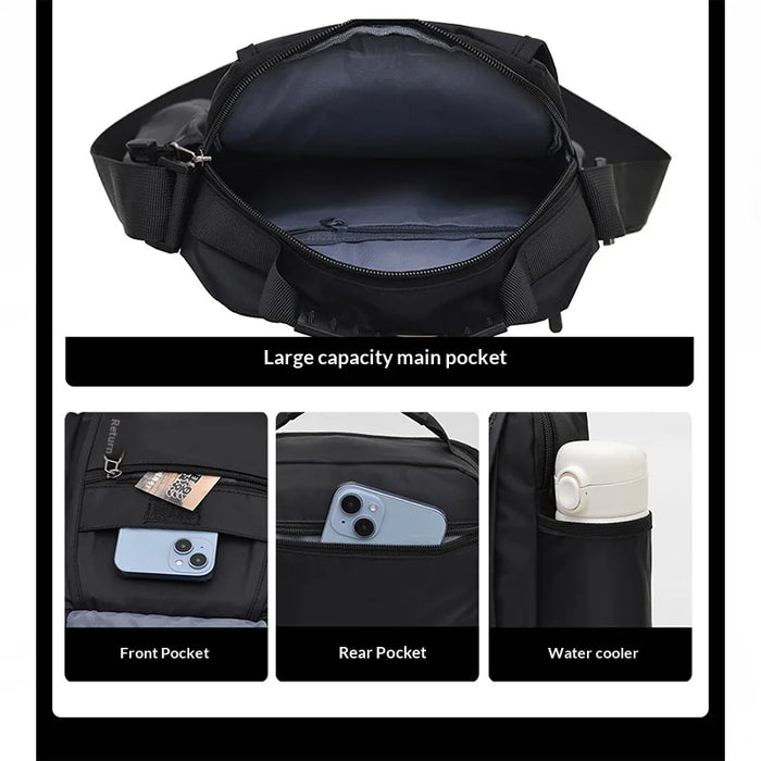 WEIXIER WD72602 Men's Shoulder Bag Nylon Waterproof Large Capacity Crossbody Handbag for Outdoor Travel - Black - 3
