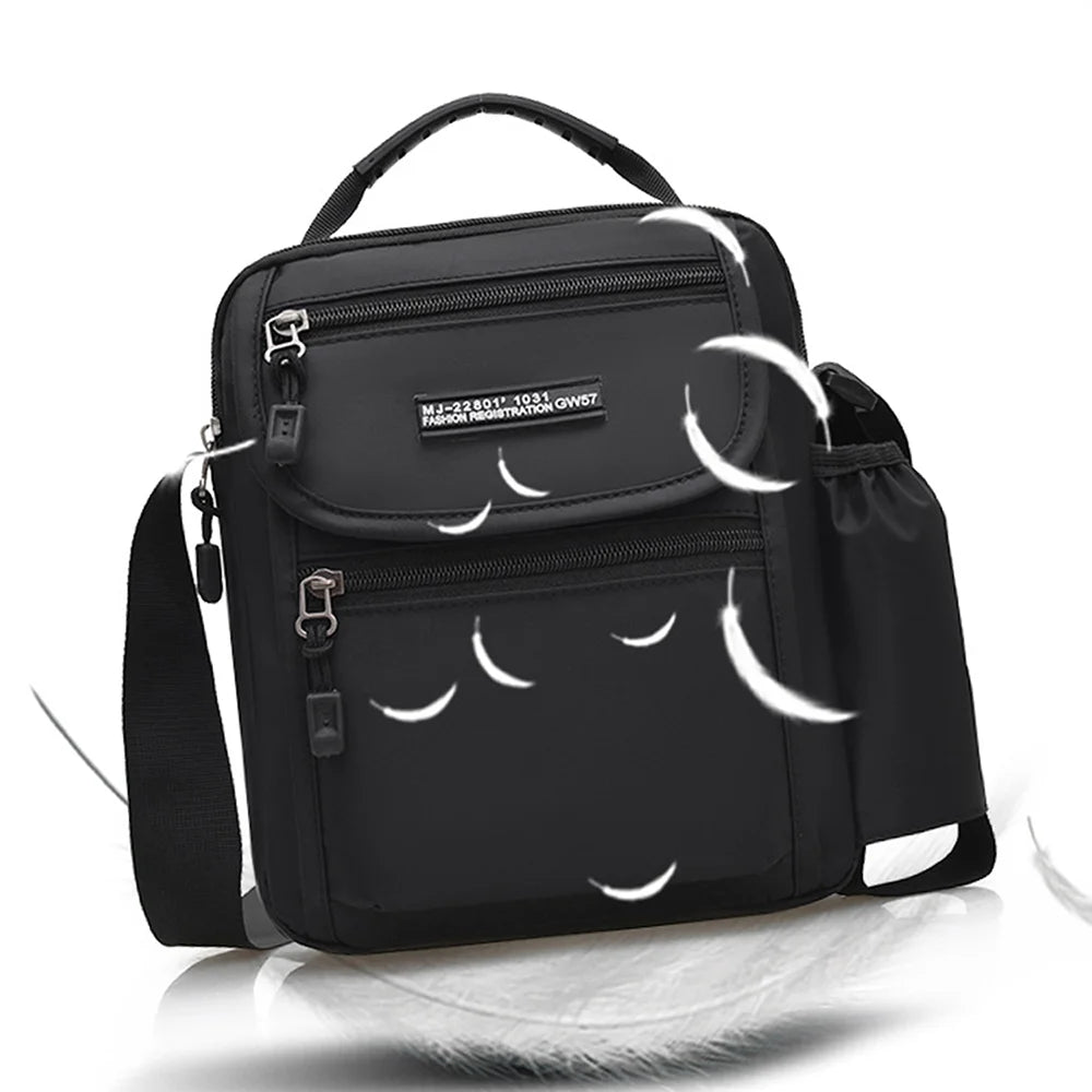 WEIXIER WD72602 Men's Shoulder Bag Nylon Waterproof Large Capacity Crossbody Handbag for Outdoor Travel - Black - 4