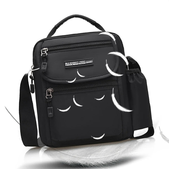 WEIXIER WD72602 Men's Shoulder Bag Nylon Waterproof Large Capacity Crossbody Handbag for Outdoor Travel - Black - 4