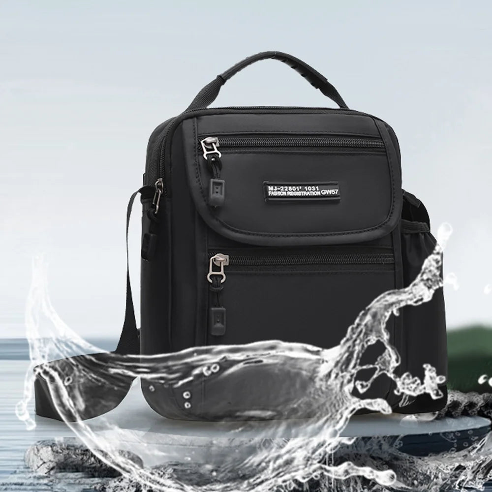 WEIXIER WD72602 Men's Shoulder Bag Nylon Waterproof Large Capacity Crossbody Handbag for Outdoor Travel - Black - 5
