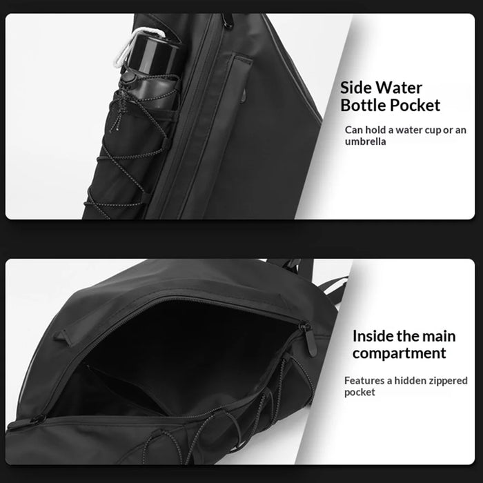 WEIXIER WD1861 Men Retro Crossbody Bag Large Capacity Waterproof Sling Bag for Outdoor Sports Travel - Black - 6