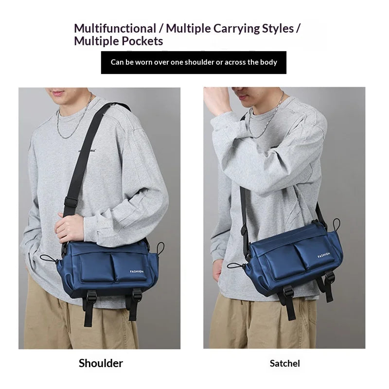 WEIXIER WD2563 Men's Crossbody Bag Large Capacity Sling Chest Bag for Commute Business - Black - 3