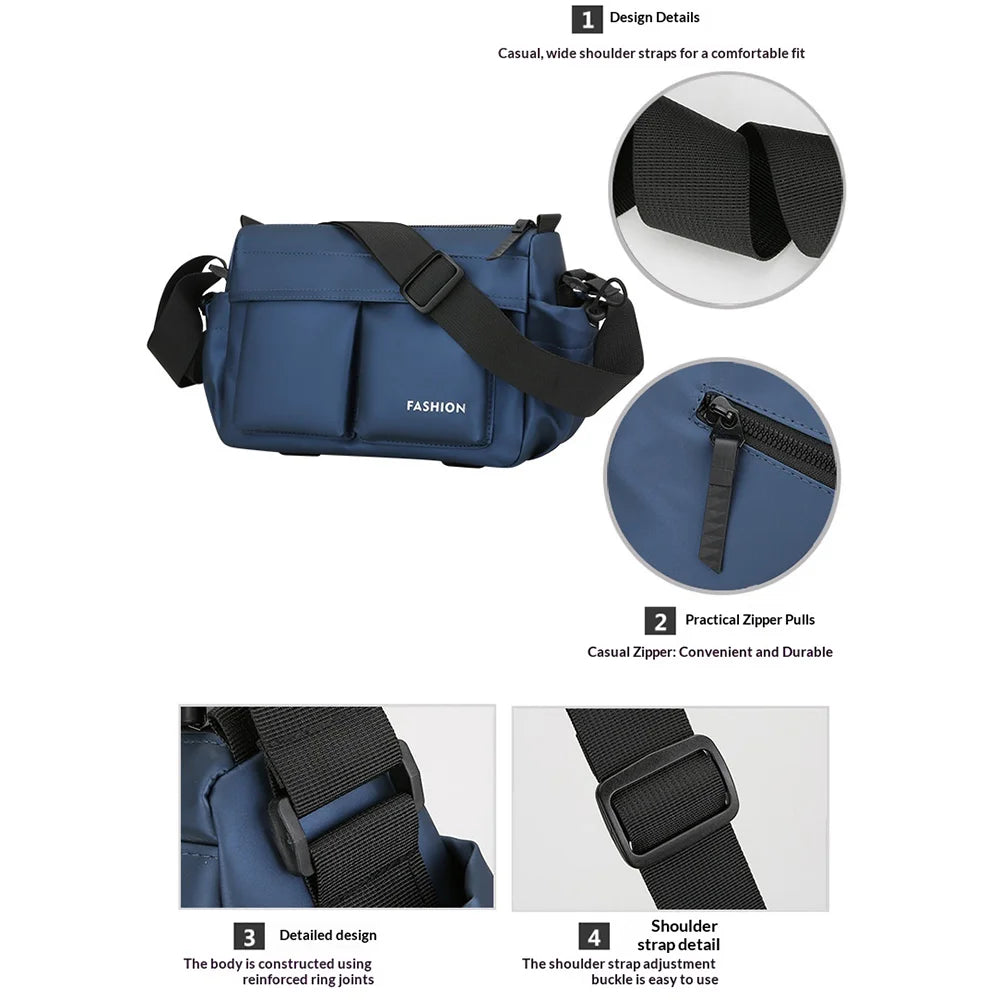 WEIXIER WD2563 Men's Crossbody Bag Large Capacity Sling Chest Bag for Commute Business - Black - 6