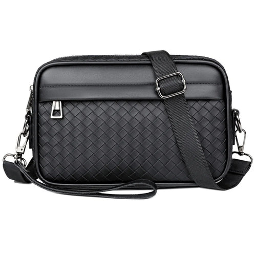 WEIXIER Men's Crossbody Bag Waterproof PU Leather Business Messenger Bag for Work Commute - Black - 1