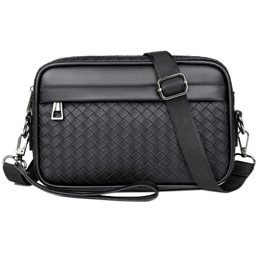 WEIXIER Men's Crossbody Bag Waterproof PU Leather Business Messenger Bag for Work Commute - Black - 1