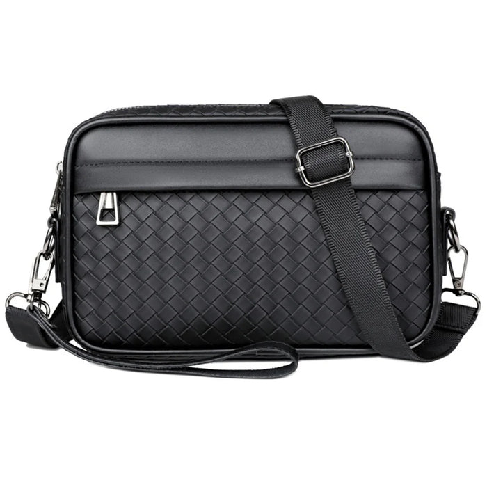 WEIXIER Men's Crossbody Bag Waterproof PU Leather Business Messenger Bag for Work Commute - Black - 1
