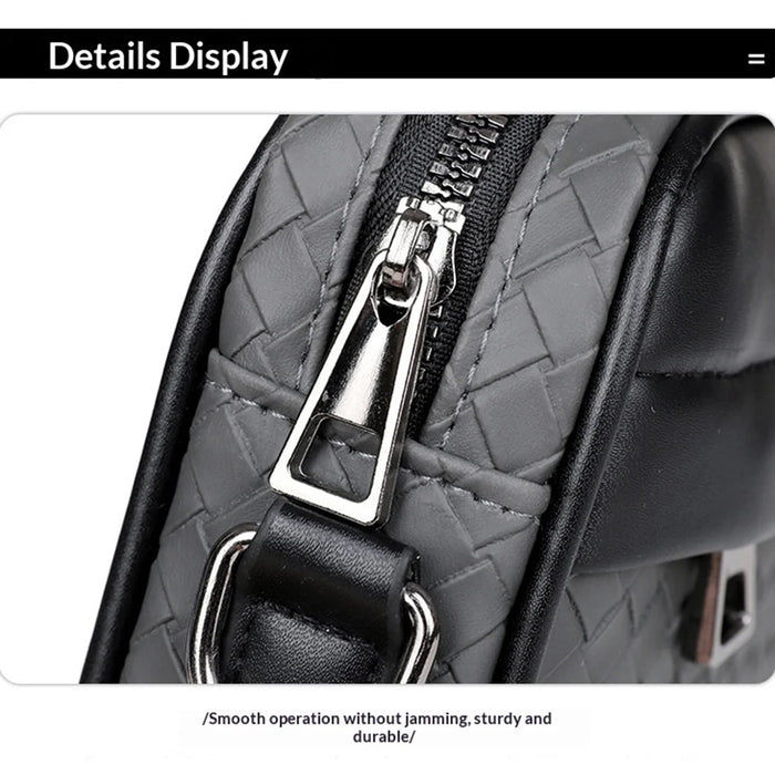 WEIXIER Men's Crossbody Bag Waterproof PU Leather Business Messenger Bag for Work Commute - Black - 2