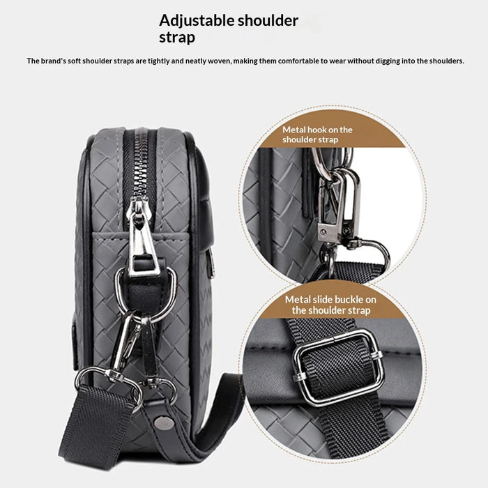 WEIXIER Men's Crossbody Bag Waterproof PU Leather Business Messenger Bag for Work Commute - Black - 4