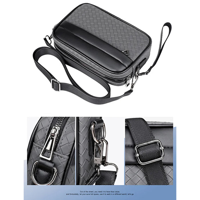 WEIXIER Men's Crossbody Bag Waterproof PU Leather Business Messenger Bag for Work Commute - Black - 5