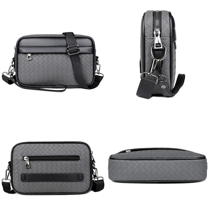 WEIXIER Men's Crossbody Bag Waterproof PU Leather Business Messenger Bag for Work Commute - Black - 6