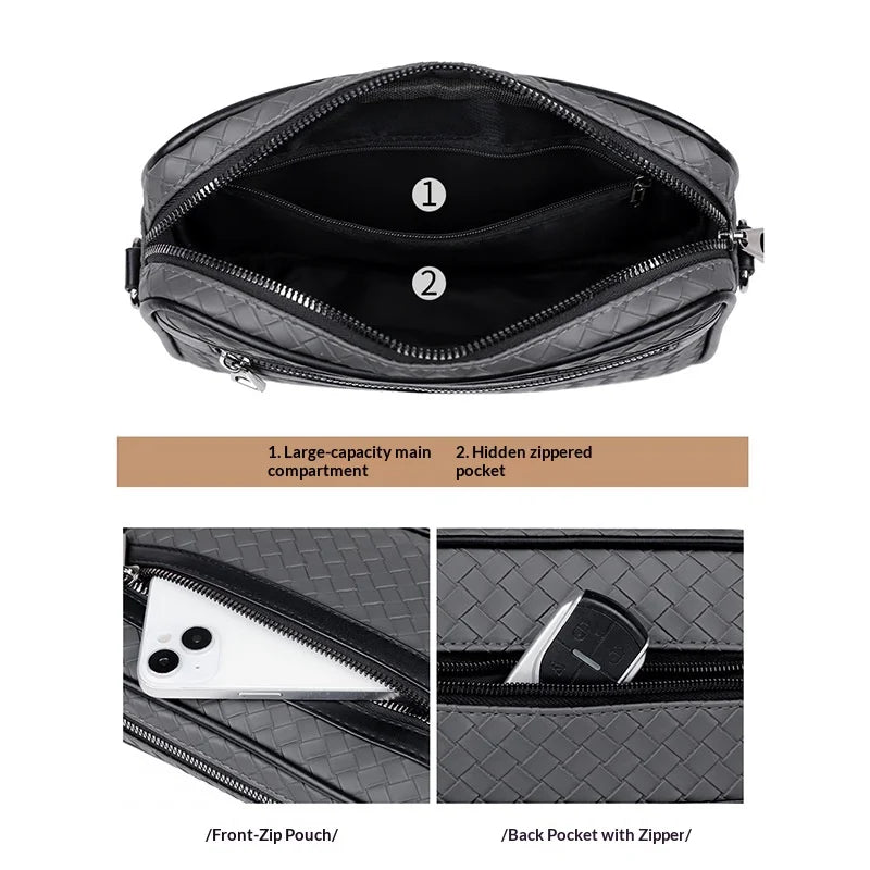 WEIXIER WD301 Men Shoulder Bag Business Casual Multi-Compartment Crossbody Bag for Office Travel - Black - 2