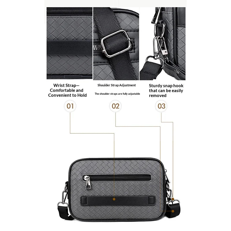 WEIXIER WD301 Men Shoulder Bag Business Casual Multi-Compartment Crossbody Bag for Office Travel - Black - 3