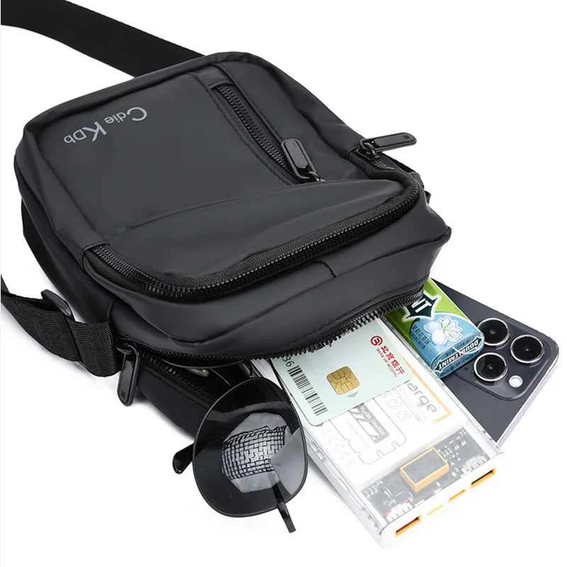WEIXIER WD8040 Men Shoulder Crossbody Bag Waterproof Lightweight Chest Bag Multi-layer for Commuting Travel - Black - 3