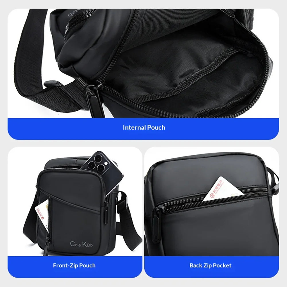 WEIXIER WD8040 Men Shoulder Crossbody Bag Waterproof Lightweight Chest Bag Multi-layer for Commuting Travel - Black - 5