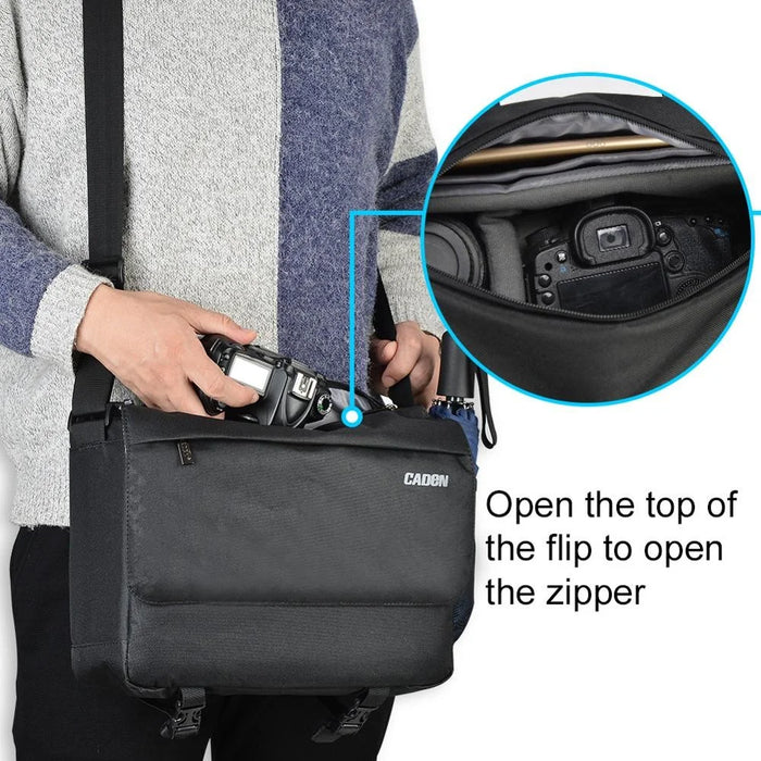CADEN K12 Large Capacity Water-resistant DSLR Camera Messenger Shoulder Bag for Outdoor Travel - 7