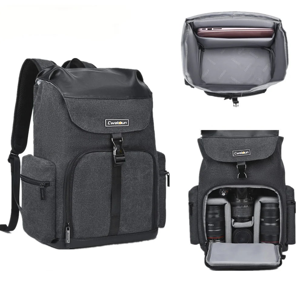 CADEN M8 for Nikon Canon Sony Large Capacity Canvas Shoulder Bag DSLR Camera Lens Tripod Backpack - 1