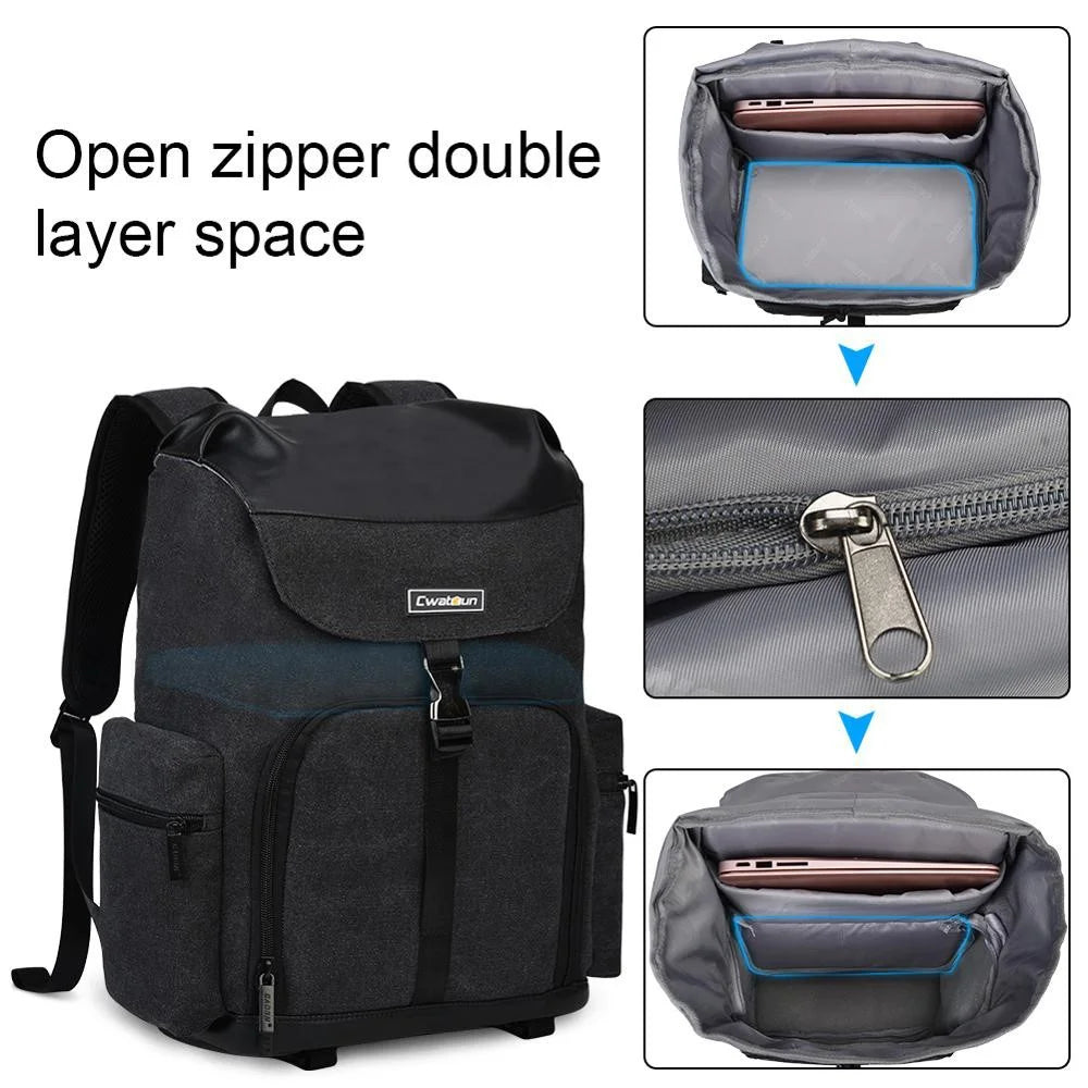 CADEN M8 for Nikon Canon Sony Large Capacity Canvas Shoulder Bag DSLR Camera Lens Tripod Backpack - 5