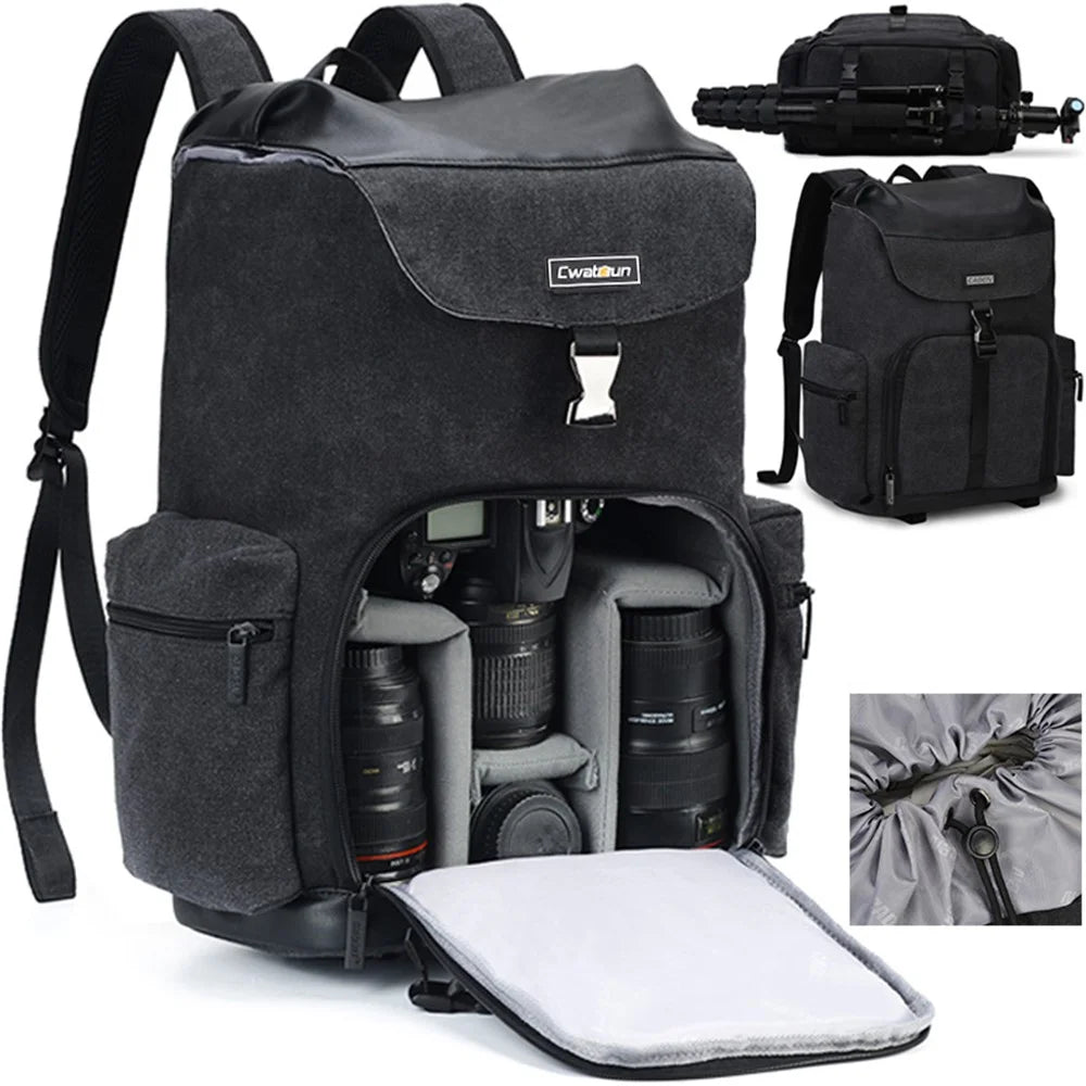 CADEN M8 for Nikon Canon Sony Large Capacity Canvas Shoulder Bag DSLR Camera Lens Tripod Backpack - 7