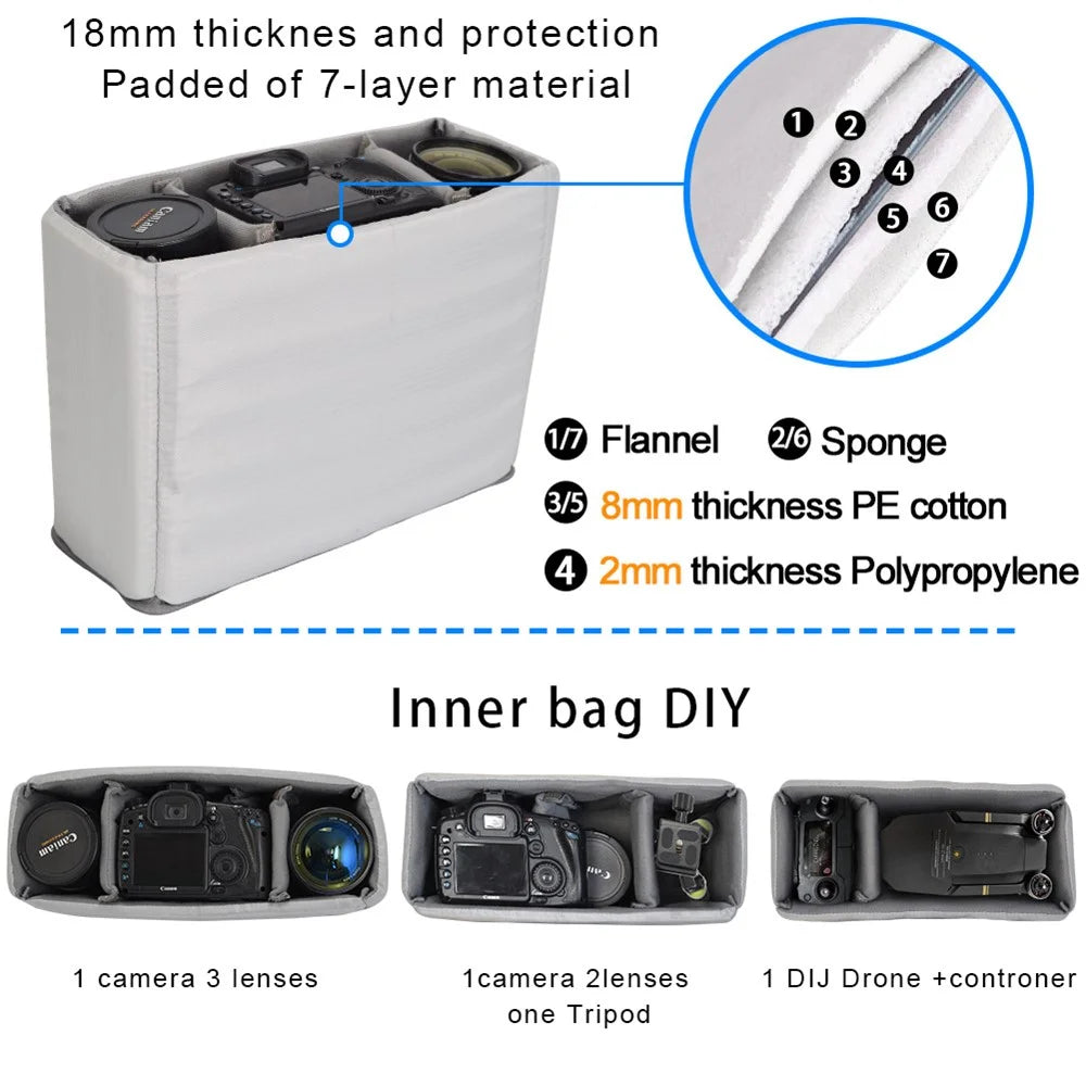 CADEN K11 Professional DSLR Camera Sling Bag Lens Tripod Waterproof Large Messenger Shoulder Bag - 4