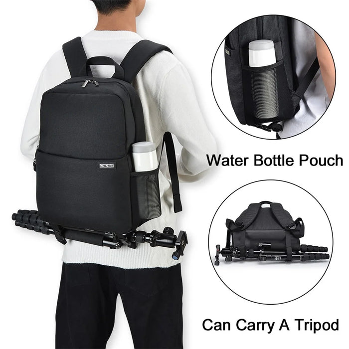 CADEN L4 Anti-Theft and Waterproof Camera Backpack SLR/DSLR Camera Backpack Leisure Travel Bag with Tripod Fastener - Size L 35x18x45cm - 3